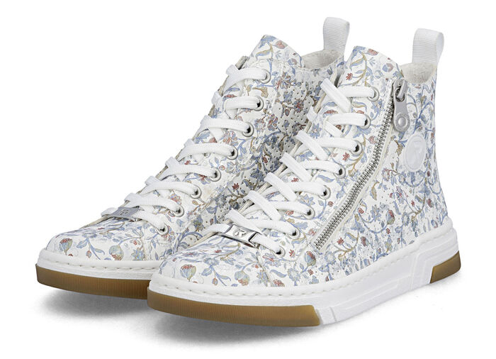 Rieker, modische Damen-Boots, Weite G, mit herausnehmbarem Fussbett WEISS-BUNT